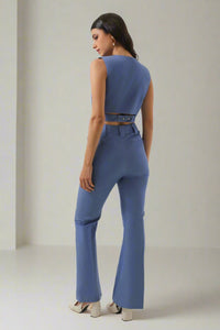 Power Sculpted Wrap Around Vest With Wide leg Pant Set