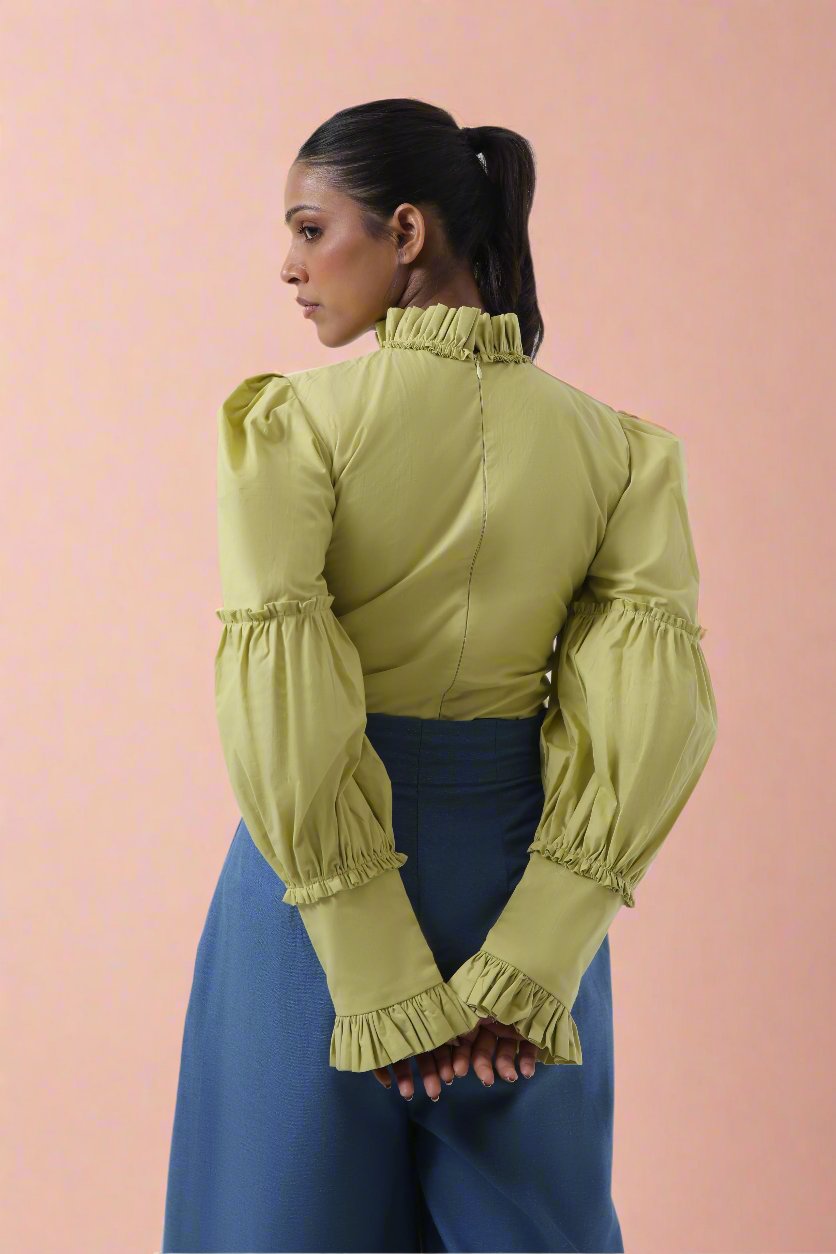 Jade Ruffle Poplin Top