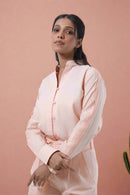 Salmon Pleated Button Down Shirt