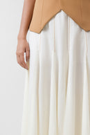 Mellow Pleated White A-Line Skirt